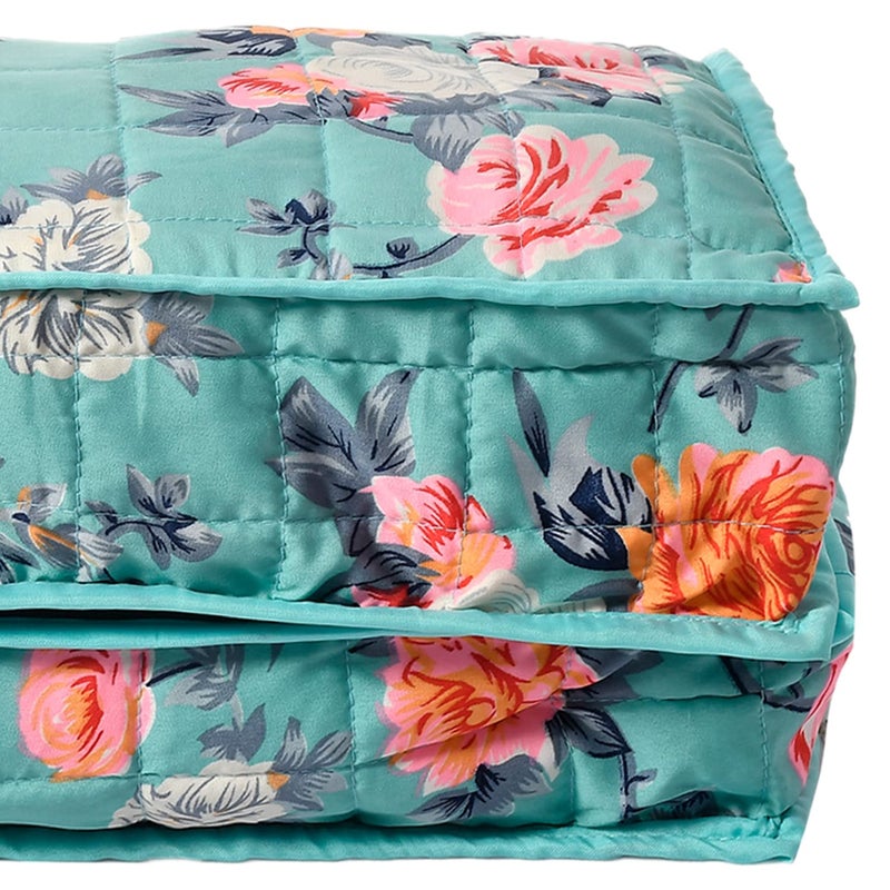 Kuber Industries Heart Home Flower Printed Foldable Cotton Undergarments Clothes OrganizerStorage Bag With 2 Tranasparent Compartment Green50HH01817 - Image 5