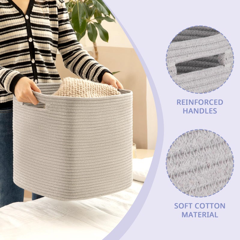 OIAHOMY Storage Cubes, 13 Inch Cube Storage Organizer, Collapsible Storage Bins, Baskets for Organizing, Storage Bins for Shelves-Grey, 2-PACK - Image 3