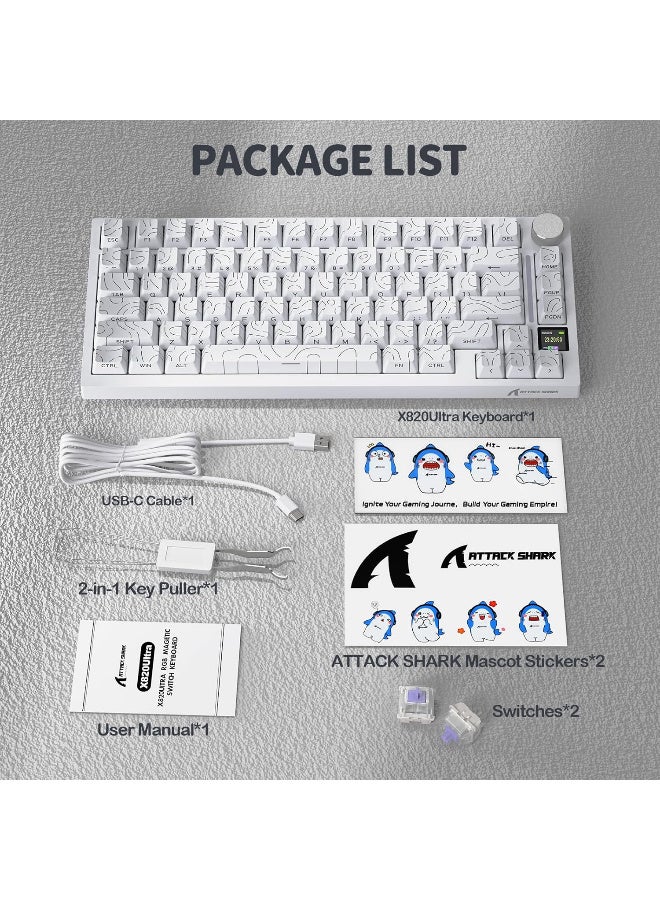 هجوم القرش X820Ultra Tri-mode Gasket Mechanical Keyboard 75% Gasket-mounted Bluetooth 5.1/2.4G Wireless & Type-C Wired Mechanical Keyboard - White Contours +Gift Switch - Image 5