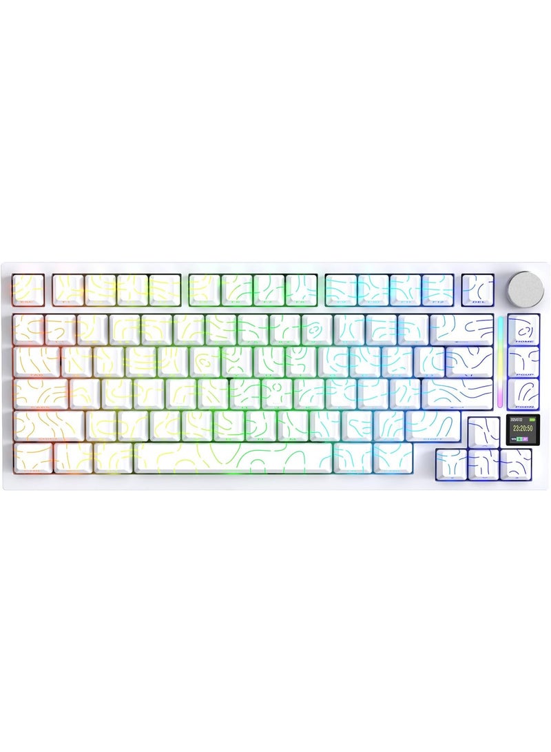 هجوم القرش X820Ultra Tri-mode Gasket Mechanical Keyboard 75% Gasket-mounted Bluetooth 5.1/2.4G Wireless & Type-C Wired Mechanical Keyboard - White Contours +Gift Switch - Image 1