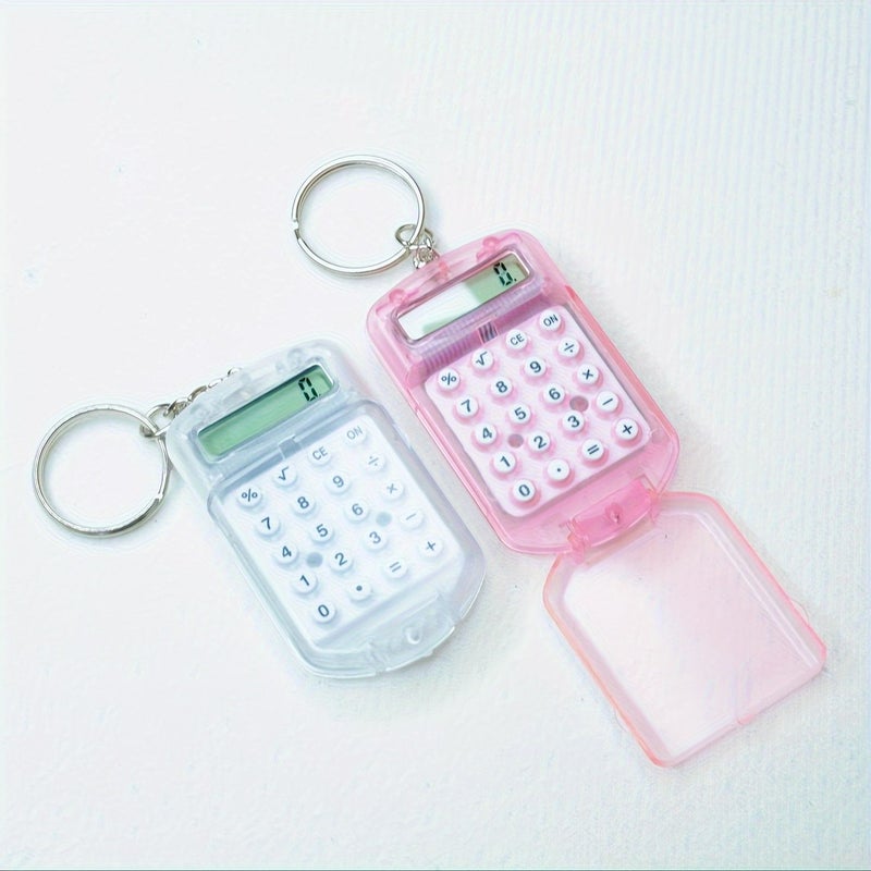 Mini Transparent Flip Calculator Purple 2.44 Inch Portable LED Display Battery Powered Cute Design With Colorful Buttons For Students Office Use Compact Construction - Image 1