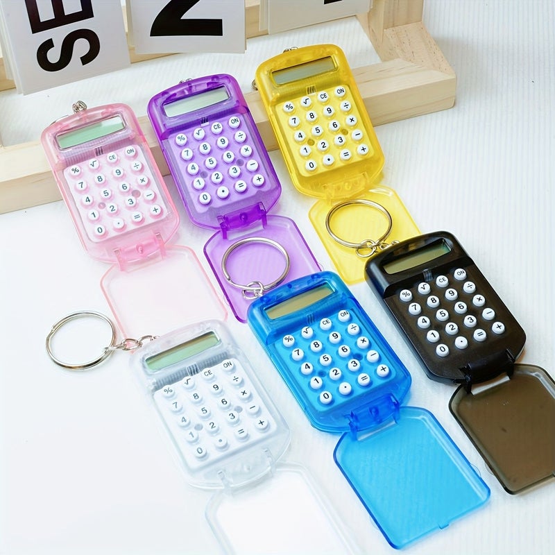 Mini Transparent Flip Calculator Purple 2.44 Inch Portable LED Display Battery Powered Cute Design With Colorful Buttons For Students Office Use Compact Construction - Image 2