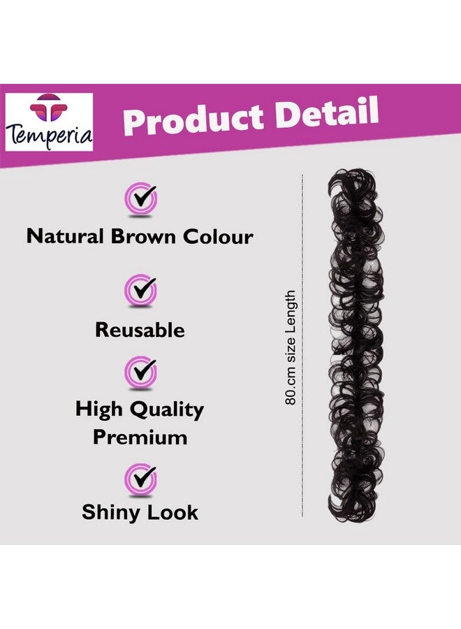 Temperia Messy Hair Frill Extension For Women & Girls - Premium Braid Ponytail Hair Accessories - Brown - 1 Pc - Image 3
