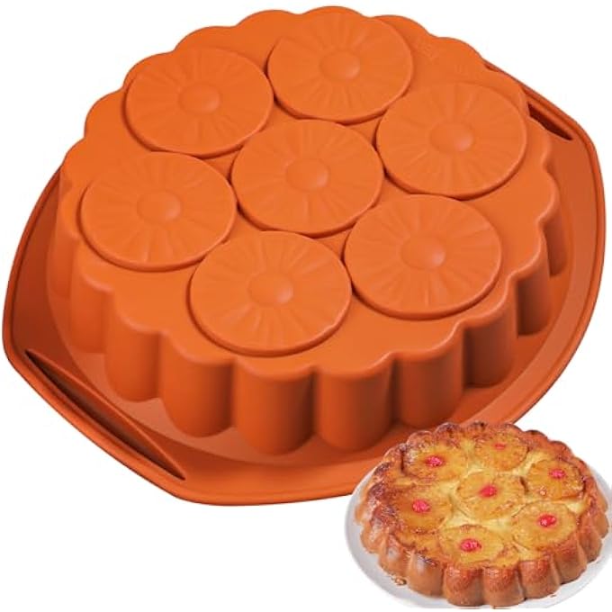 Pineapple Upside Down Cake Pan 8 Cup Silicone Round Cake Mold for Baking - Image 2