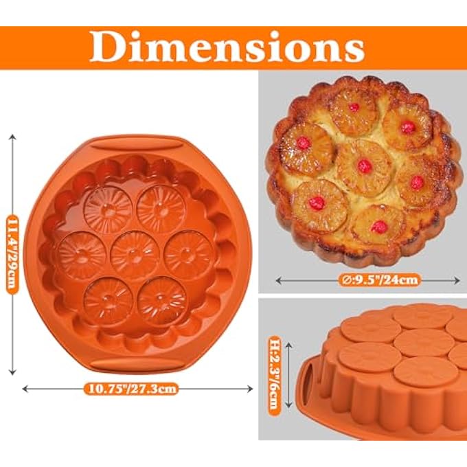 Pineapple Upside Down Cake Pan 8 Cup Silicone Round Cake Mold for Baking - Image 4