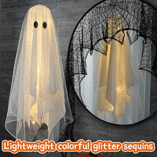 AYGXU Halloween Decorations outdoor/indoor-3pcs Hanging Ghost Decor with Light,Halloween Ornaments,Hallowee n Decor for Tree,Yard,Window,Garden - Image 4