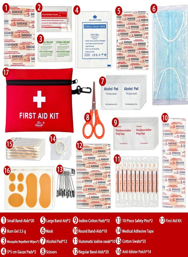 Prelady 152 Piece Small First Aid Kit, Travel Size First Aid Kit TSA Approved, International Travel Essentials, Hiking Med Kit for Backpack - Image 3