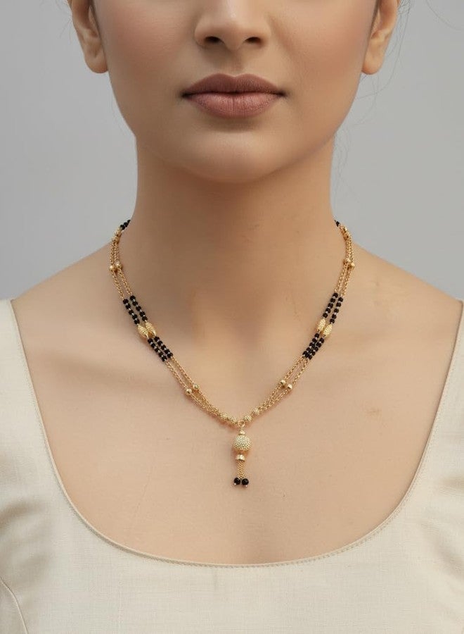JHB Traditional Tanmaniya Designer Mangalsutra Black Beads Short Chain For Women - Image 5
