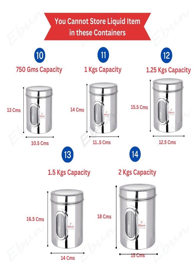 Ebun Heavy Gauge See Through Stainless Steel Containers for Kitchen|Steel Container with Lid|Steel Airtight Container|Kitchen Storage Containers Set S - Image 3