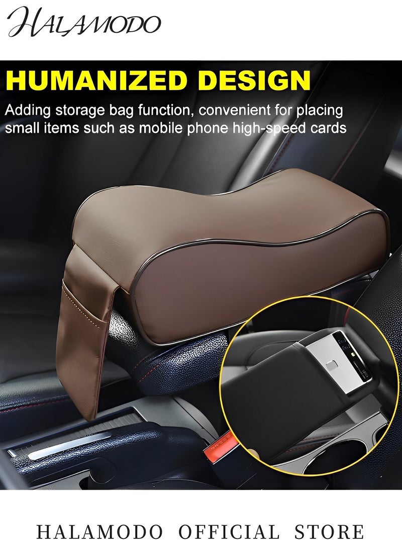 هالامودو غطاء لوحة التحكم المركزية للسيارة مع حقيبة تخزين الهاتف، وسادة مسند ذراع السيارة، وسادة مسند ذراع السيارة من الإسفنج الناعم، وسادة مسند ذراع السيارة، وسادة مبطنة من الجلد، ملحقات سيارات عالمية - Image 4