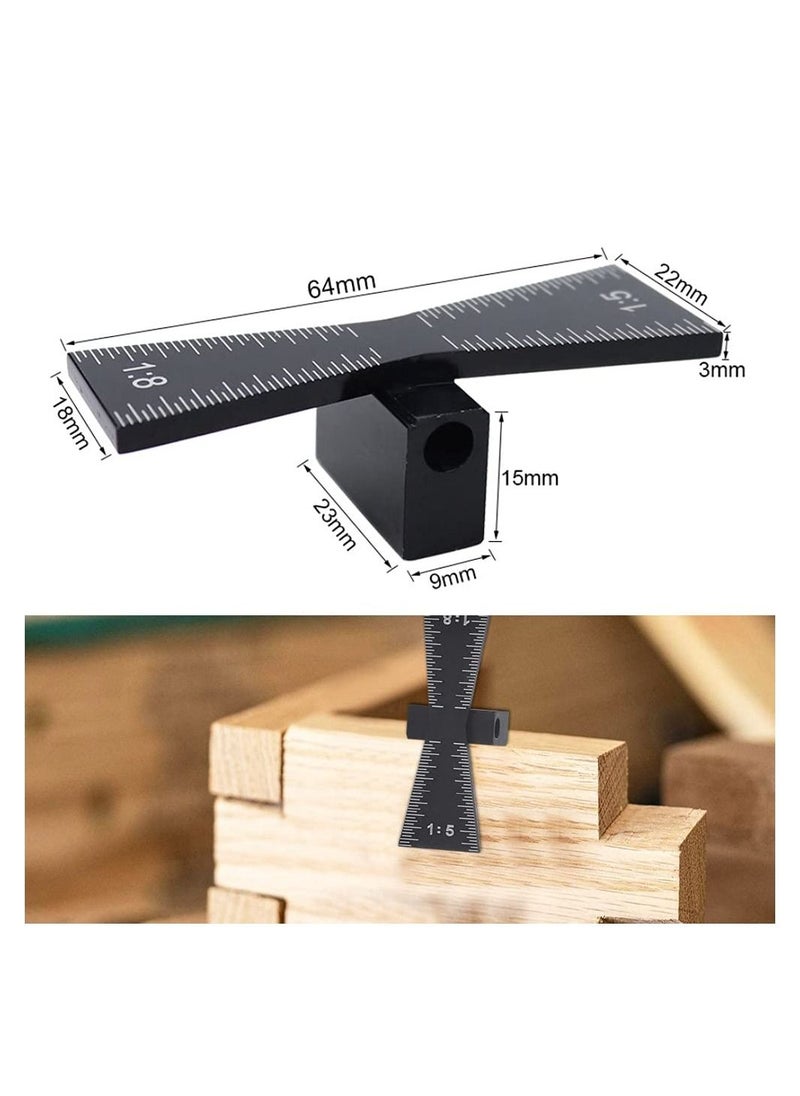 SYOSI - Dovetail Marker, Wood Dovetail Tool, Aluminum Alloy Dovetail Marking, Hand Cut Wood Joints Accurate Dovetail Ruler Marker, Dovetail Gauge Template with Scale 1:5/1:8 for Woodworking (6.4*2.2*1.8) - Image 1