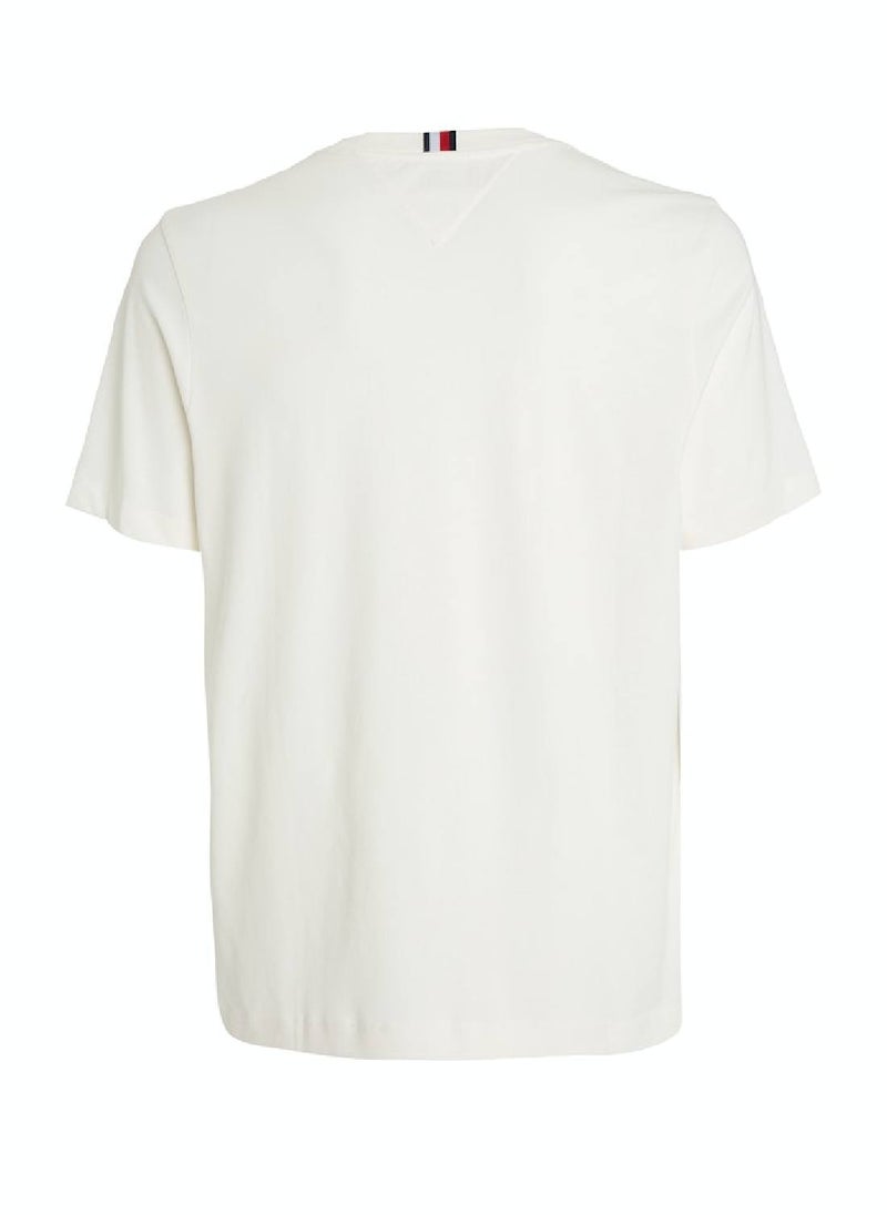 TOMMY HILFIGER Men's Monotype College Logo Crew Neck T-Shirt -  Cotton, White  - Image 4