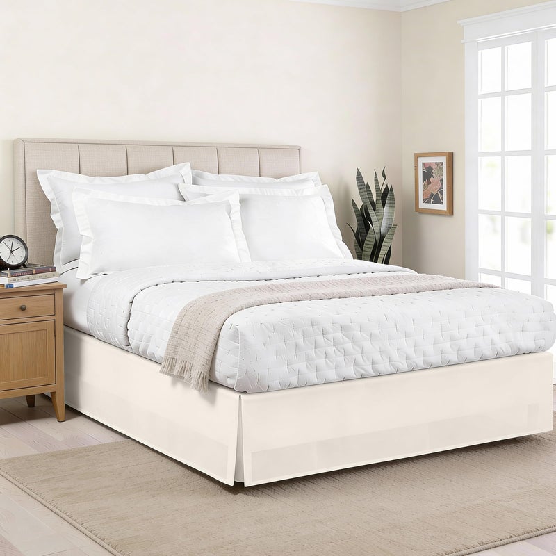 Levinsohn Luxury Hotel Tailored Bed Skirt Box Pleats 14 Inch Drop Queen Ivory - Image 2