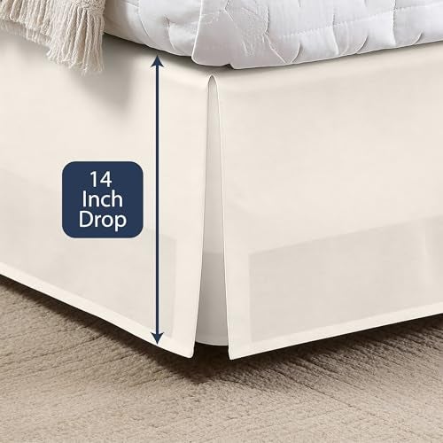 Levinsohn Luxury Hotel Tailored Bed Skirt Box Pleats 14 Inch Drop Queen Ivory - Image 3