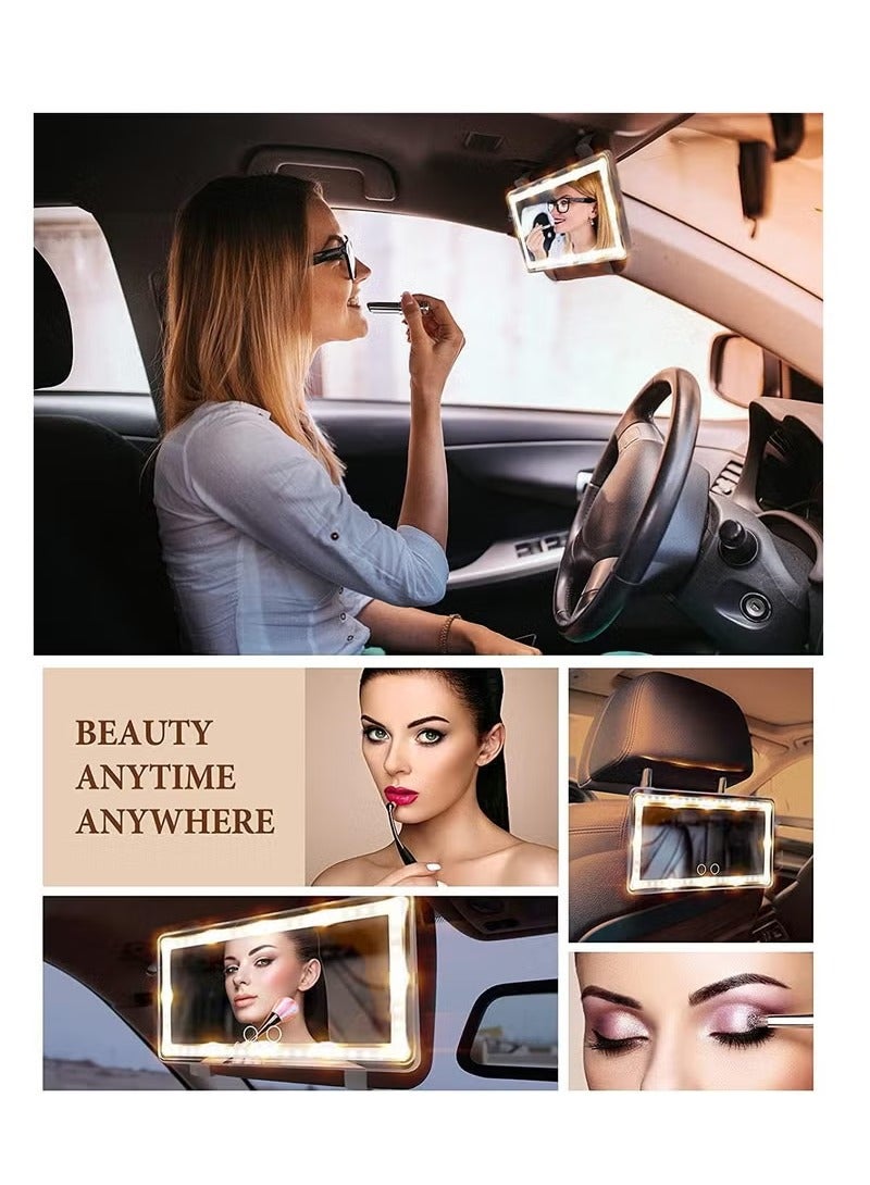 Car Vanity Mirror Car Makeup Visor Mirror with LED Lights Rechargeabl Rear View Mirror Sun-Shading Cosmetic Mirror,Clip-on Vanity Mirror with Touch on Screen - Image 4