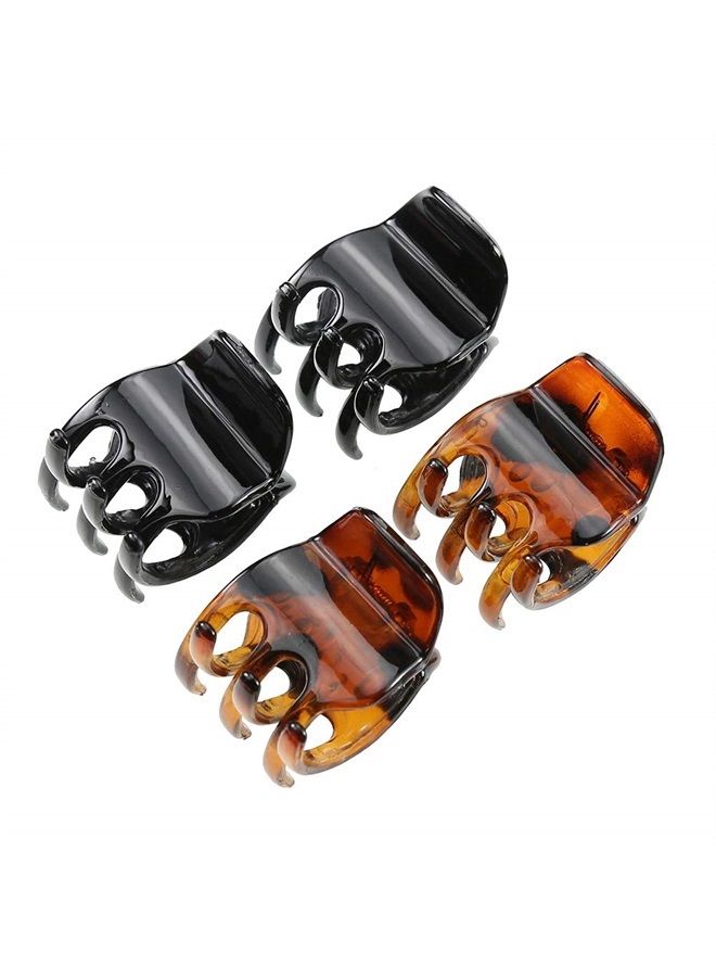 minihope Women's And Girls`s Classics 4 Medium Claw Clips, Great for Easily Pulling Up Your Hair,Pefrect for All Hair Types, Plastic Material, Black and Brown Colors, 4 Count (Pack of 1) - Image 1