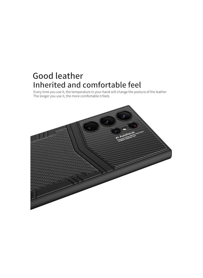 Aookay Case for Samsung Galaxy S24 Ultra Case with Pen, Luxury Leather Shockproof Drop-proof Phone Cover, Support Wireless Char-ging Cover for S24 Ultra (Not Original Pen)(Brushed Black)  - Image 3