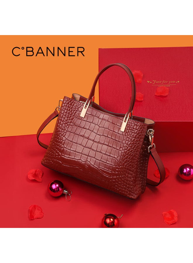C.banner Leather Handbag, Large Capacity Tote Bag For Women, Crossbody Bag, Wedding Bag, Birthday And New Year Gift For Girlfriend - Image 1