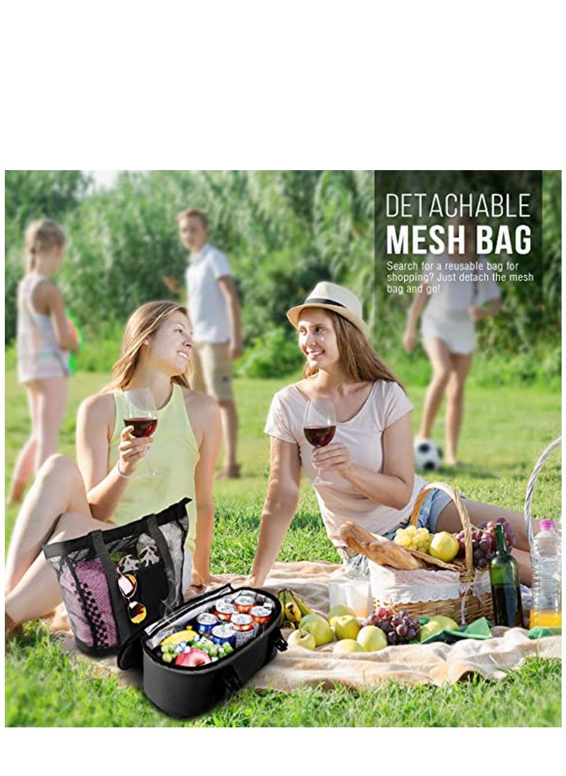 KASTWAVE - Mesh Beach Tote Bag with Detachable Beach Cooler - Max Capacity 34l 150lbs Ultra Durable for Women, 600D Polyester, Mesh Lining, Zipper Closure, Pvc, Party, Odor-free, Durable Design - Image 1