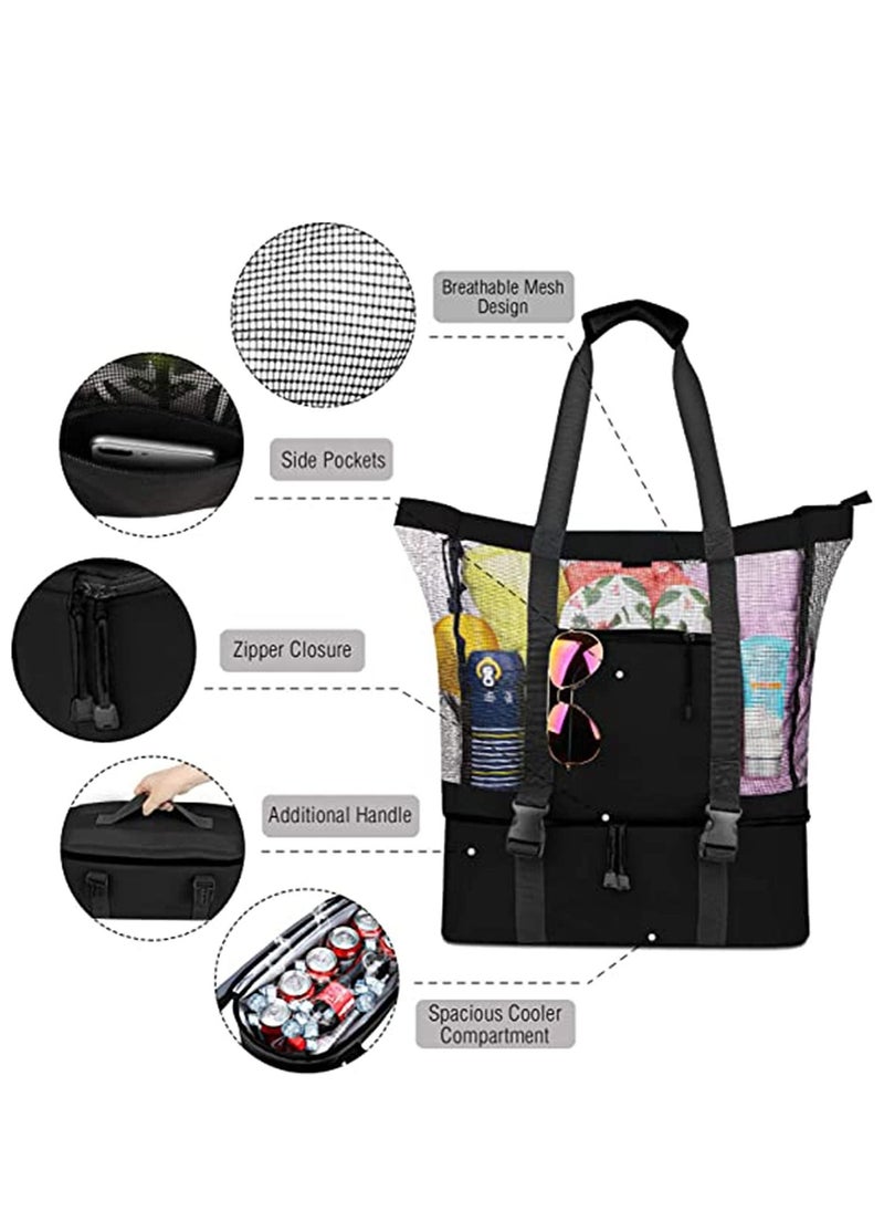KASTWAVE - Mesh Beach Tote Bag with Detachable Beach Cooler - Max Capacity 34l 150lbs Ultra Durable for Women, 600D Polyester, Mesh Lining, Zipper Closure, Pvc, Party, Odor-free, Durable Design - Image 1