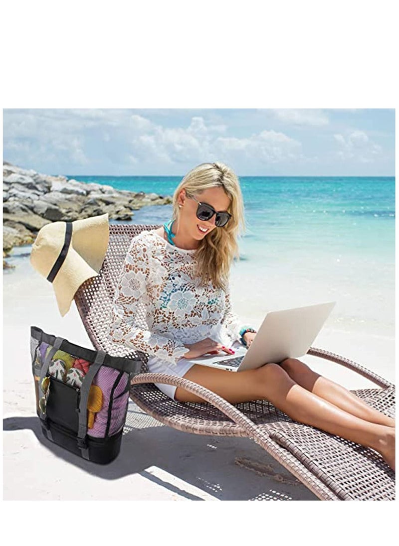 KASTWAVE - Mesh Beach Tote Bag with Detachable Beach Cooler - Max Capacity 34l 150lbs Ultra Durable for Women, 600D Polyester, Mesh Lining, Zipper Closure, Pvc, Party, Odor-free, Durable Design - Image 1