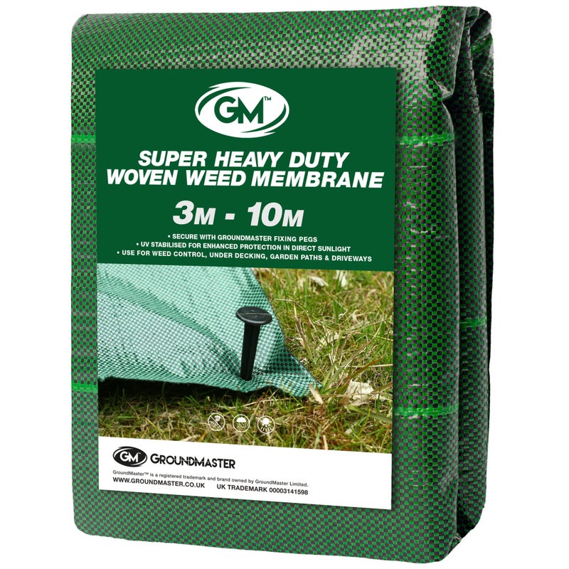 GroundMaster غشاء أعشاب عالي التحمل بدرجة تجارية من GroundMaster 125 جرامًا للمتر المربع - نسيج وحاجز للتحكم في أعشاب الحديقة - غشاء مثبط للأعشاب للحصى والممرات والمسارات والتزيين والمناظر الطبيعية (3 م × 10 م) - Image 1