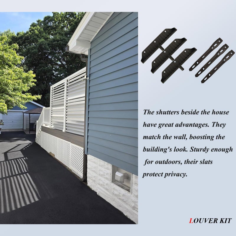 Explranltec Louver Bracket Kit, Deck Sunblind System, Shutters Hardware System for Windows Garden, Complete Kit up to 22 Boards (48'') Black 2 Pack - Image 2