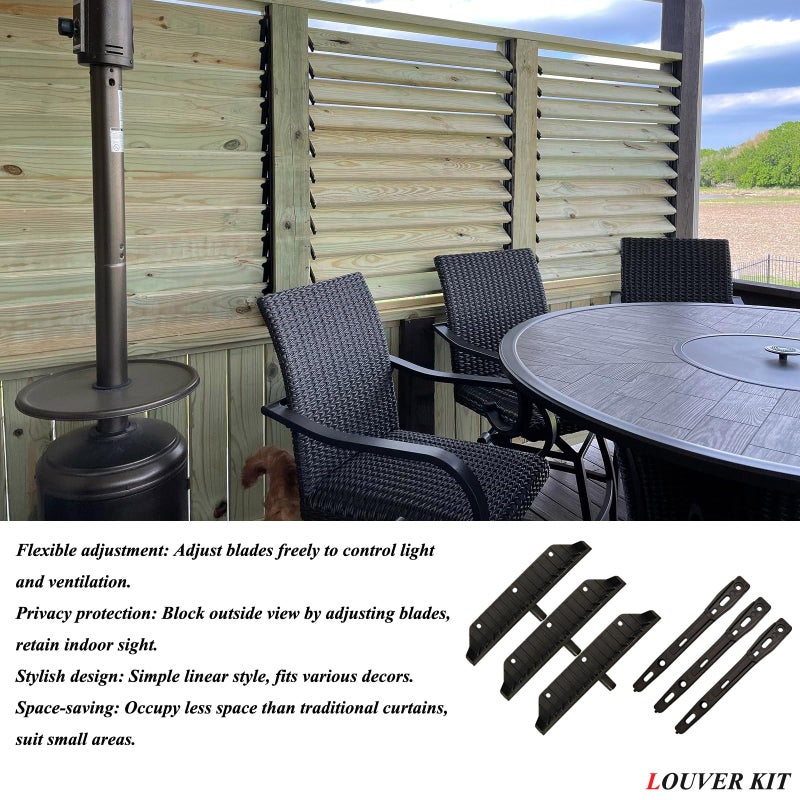 Explranltec Louver Bracket Kit, Deck Sunblind System, Shutters Hardware System for Windows Garden, Complete Kit up to 22 Boards (48'') Black 2 Pack - Image 5