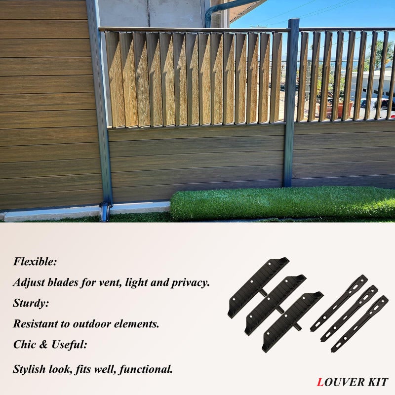 Explranltec Louver Bracket Kit, Deck Sunblind System, Shutters Hardware System for Windows Garden, Complete Kit up to 22 Boards (48'') Black 2 Pack - Image 4