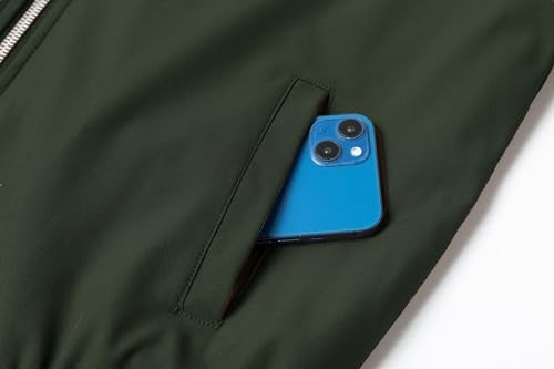 XiaoYouYu Men's Bomber Jacket Fashion Stylish Lightweight Windbreaker Spring Fall Casual Jackets for Men Green Large - Image 3