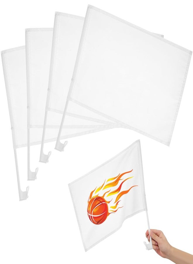 Garneck 4Pcs Blank Handheld Flags for Car Flags with Flag Poles for Sports Events Competition and Custom Decorations - Image 1