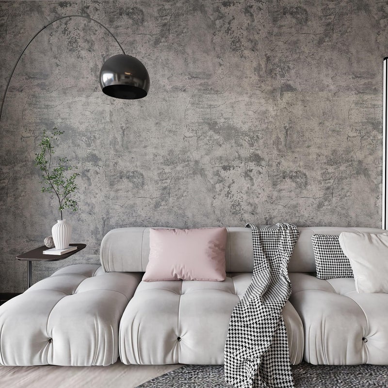 BAYYA Cement Grey Contact Paper Concrete Peel and Stick Wallpaper Industrial Style Self Adhesive Paper Waterproof Removable Decorative Paper Vinyl Film Furniture Stickers for Bathroom Kitchen Cabinets