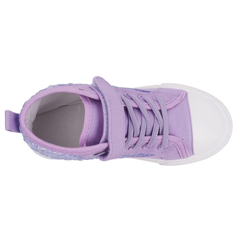 Toandon Girls Kids Canvas Shoes Sneakers for Color Change Flipping Sequins Glitter Sparkle Glimmer High Top Adjustable Hook Loop Straps Velcro Non Slip Lightweight Walking Purple Size 3 - Image 5