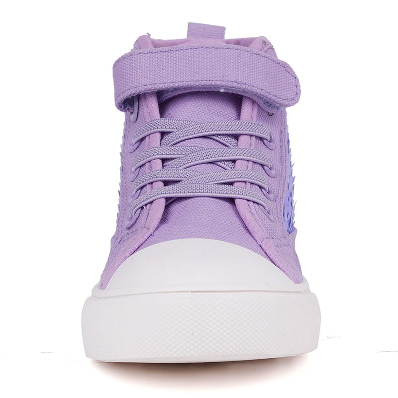 Toandon Girls Kids Canvas Shoes Sneakers for Color Change Flipping Sequins Glitter Sparkle Glimmer High Top Adjustable Hook Loop Straps Velcro Non Slip Lightweight Walking Purple Size 3 - Image 3