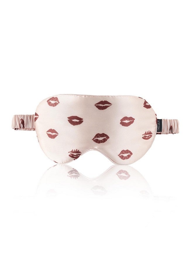 THXSILK Sleep Mask 100% 19 Momme Pure Mulberry Silk Super Smooth Cooling Decorative Sleep Eye Mask Blackout Eye Cover with Wide Head Strap, Sexy-Lip-Pink - Image 1