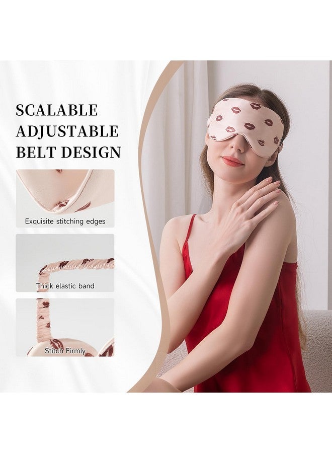 THXSILK Sleep Mask 100% 19 Momme Pure Mulberry Silk Super Smooth Cooling Decorative Sleep Eye Mask Blackout Eye Cover with Wide Head Strap, Sexy-Lip-Pink - Image 3