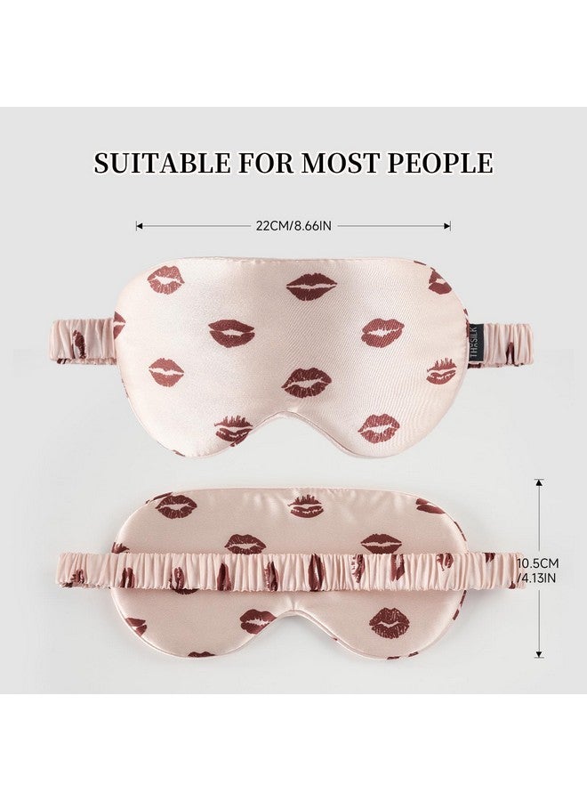 THXSILK Sleep Mask 100% 19 Momme Pure Mulberry Silk Super Smooth Cooling Decorative Sleep Eye Mask Blackout Eye Cover with Wide Head Strap, Sexy-Lip-Pink - Image 5