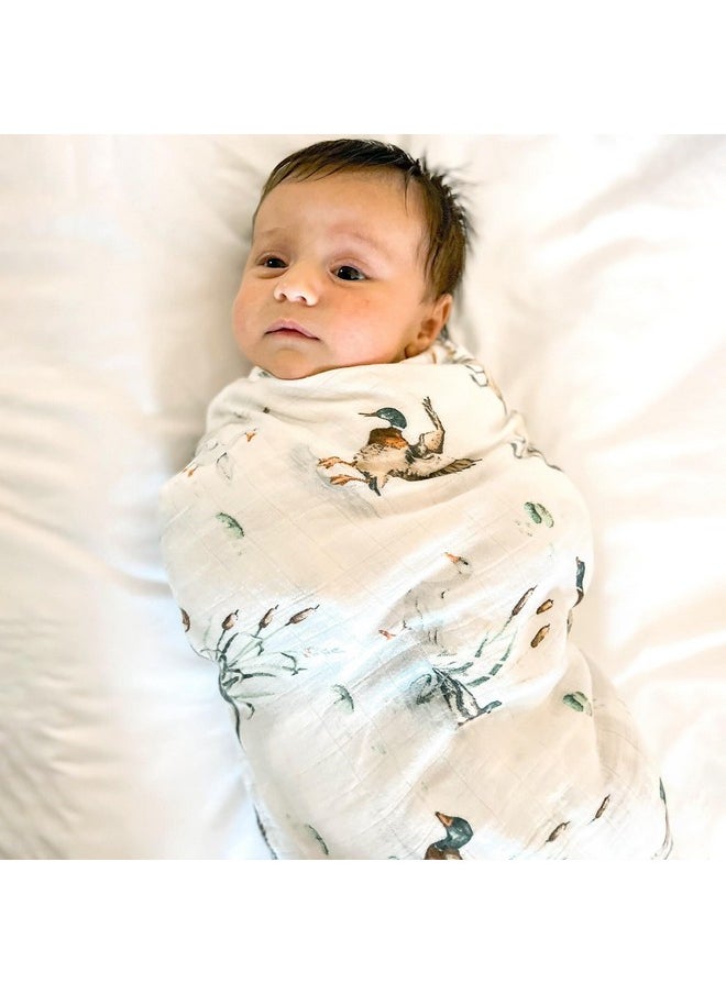LifeTree Waffle Baby Blankets Neutral, Muslin Swaddle Blankets For Boys Girls, 2 Layers Crib Stroller Blanket Receiving Blankets With Muslin Front And Waffle Backing Infant Newborn Mallard Duck  - Image 2