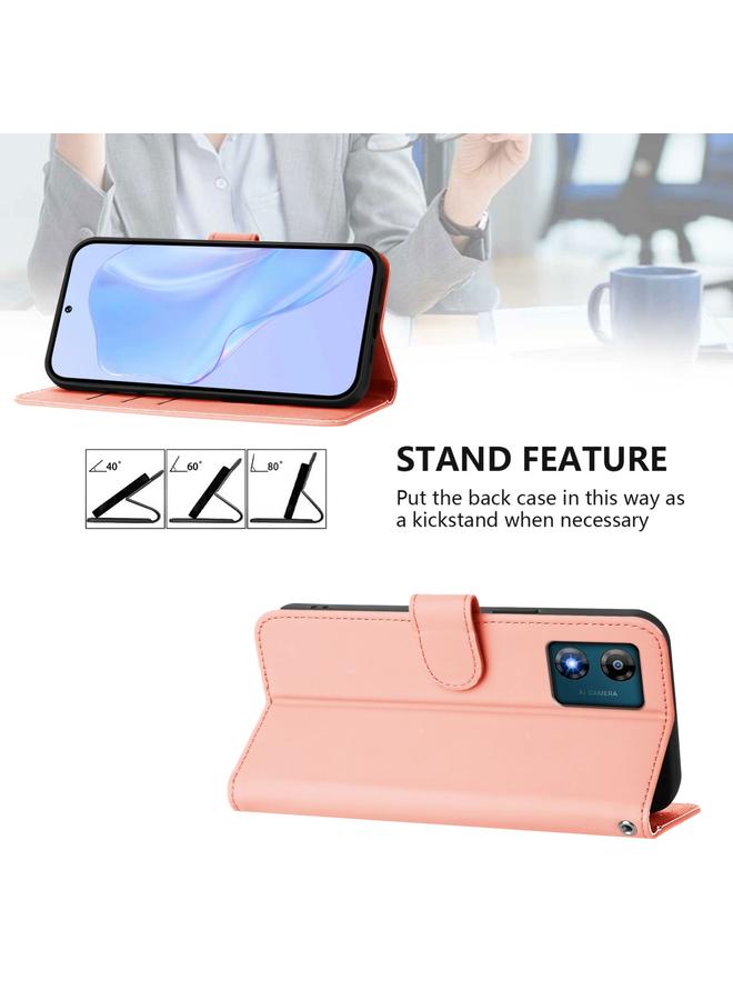 S-TOP Case For Motorola Moto E13 Skin Feel Solid Color Leather Phone Case with Lanyard - Image 3