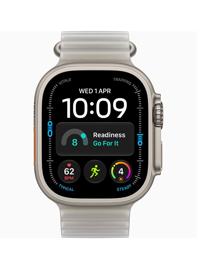 Apple Watch Ultra 4 GPS + Cellular (Middle East Version) Natural Titanium Case With Translucent Grey Ocean Band - Image 2