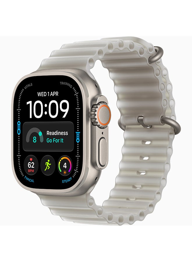 Apple Watch Ultra 4 GPS + Cellular (Middle East Version) Natural Titanium Case With Translucent Grey Ocean Band - Image 1