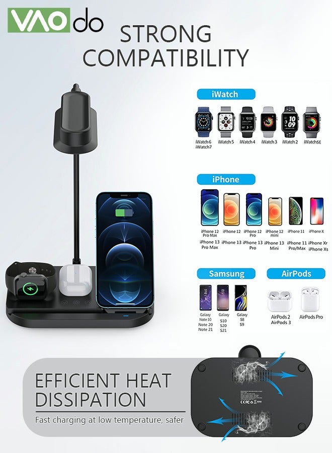 VAOdo LED Multi-Function Desk Lamp Three Color Temperatures Smart Touch Switch Wireless Charging Mobile Phone Earphone Desk Lamp  - Image 3