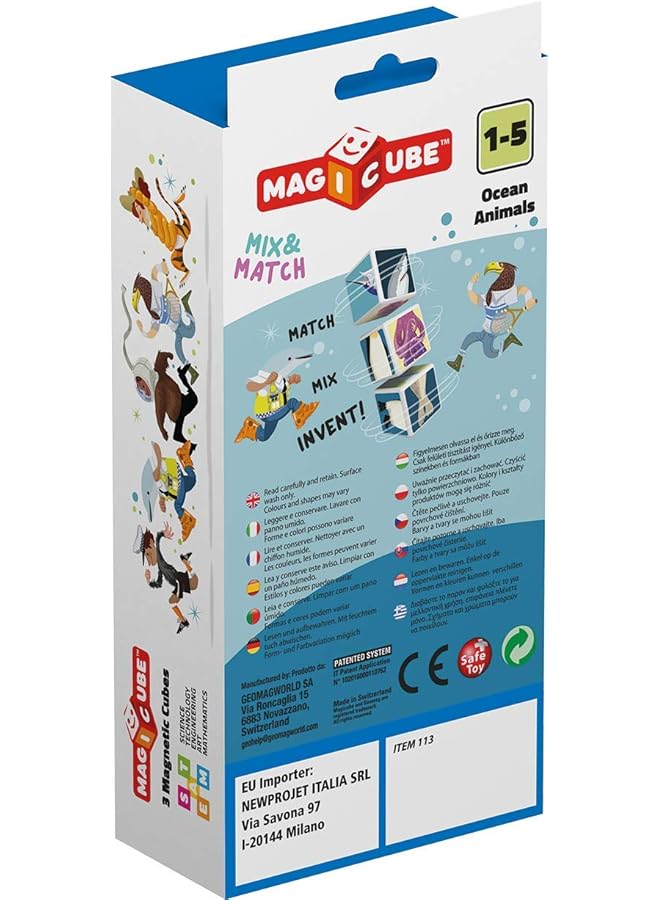 GEOMAG Magicube Mix & Match Ocean Animals Stem & Educational Magnet Toys Made In Switzerland 100% Recycled Plastic Open Ended Toys Contruction Toys 1Yr+ 3Pcs - Image 4