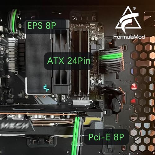 Formulamod Sleeve Extension Power Supply Cable Kit 18AWG ATX 24P+ EPS 8-P+PCI-E8-P with Combs for PSU to Motherboard/GPU Fm-NCK3 (Black Grey Green) - Image 2