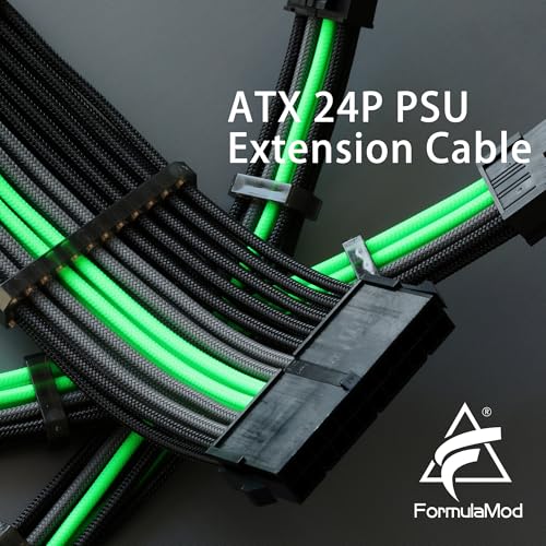 Formulamod Sleeve Extension Power Supply Cable Kit 18AWG ATX 24P+ EPS 8-P+PCI-E8-P with Combs for PSU to Motherboard/GPU Fm-NCK3 (Black Grey Green) - Image 3