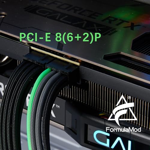 Formulamod Sleeve Extension Power Supply Cable Kit 18AWG ATX 24P+ EPS 8-P+PCI-E8-P with Combs for PSU to Motherboard/GPU Fm-NCK3 (Black Grey Green) - Image 5