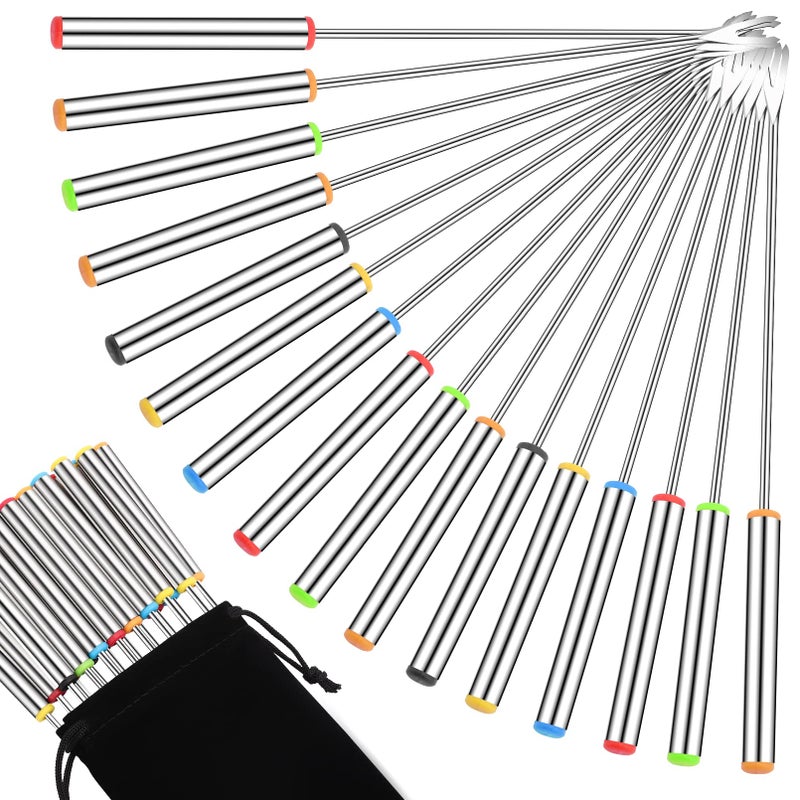 Vyndicca 18 PCS Fondue Forks Stainless Steel93inch Color Coding Cheese Fondue Forks with Heat Resistant HandleFondue Sticks for Chocolate Fountain Dessert Meat Barbecue Roast Marshmallows6 color