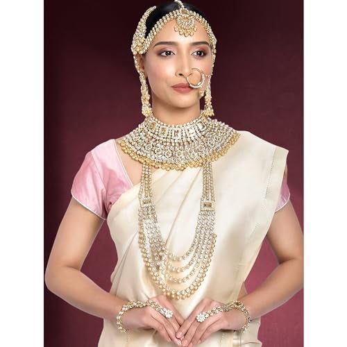 Peora Combo of Bridal Kundan Jewellery Set & Cream Color Potli Bag Gifts for Women - Image 2