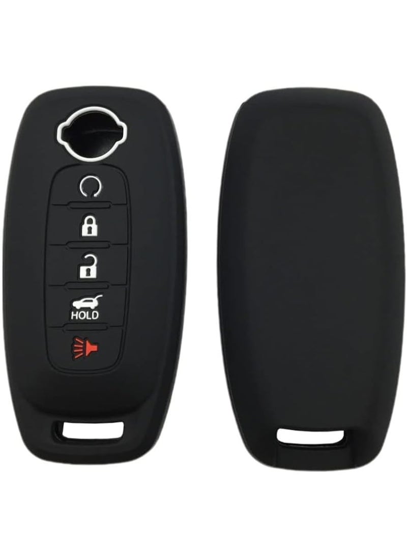 5 Buttons Silicone Key Shell Fob Cover Case for 2023 2024 2025 Nissan Rogue Pathfinder Sentra, Remote Protection Case Black - Image 1