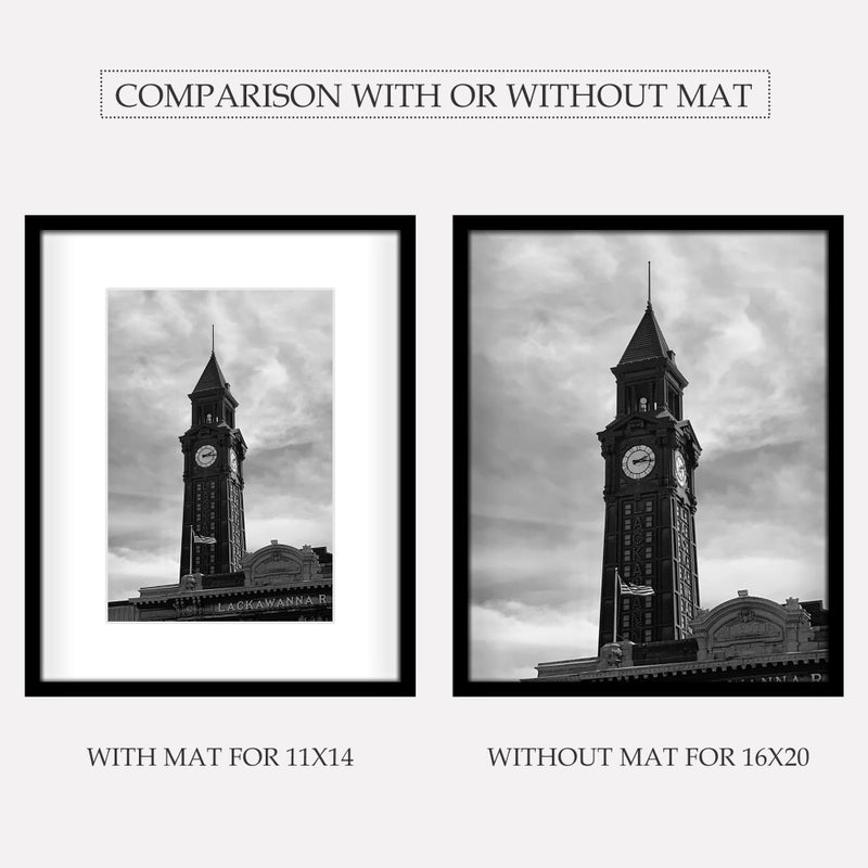 Wiscet 16x20 Picture Frame Set of 3, Display Pictures 11x14 with Mat or 16 x 20 Poster Frame Without Mat, Wall Gallery Photo Frames, Black - Image 3